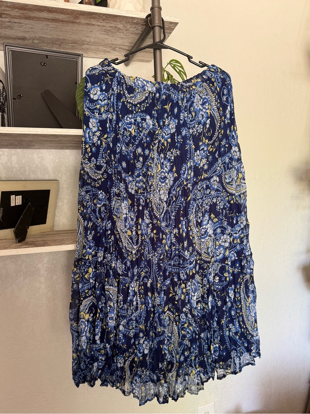 krazy kat Navy Blue Paisley Tiered Midi Skirt